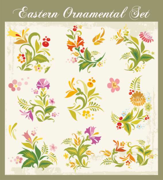 Vector Floral Ornaments in Eastern Style
