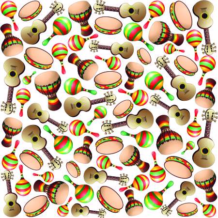 Guitar Maracas Bongo Pattern-Strumenti a Percussione Sfondo