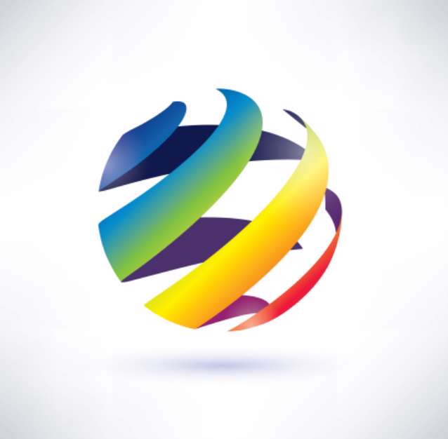 abstract rainbow globe icon