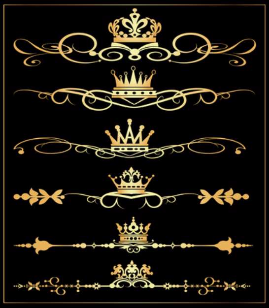 Vector set. Victorian Scrolls and crown. Decorative elements
