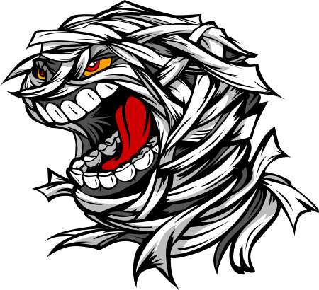 Screaming Scary Mummy Halloween Monster Head Cartoon Vector Illu