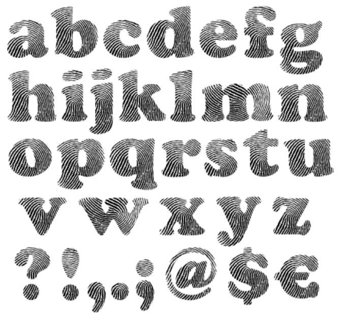 Finger print alphabet