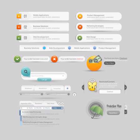 Website design template  menu elements with icons