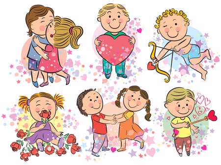 Illustration of kids with love