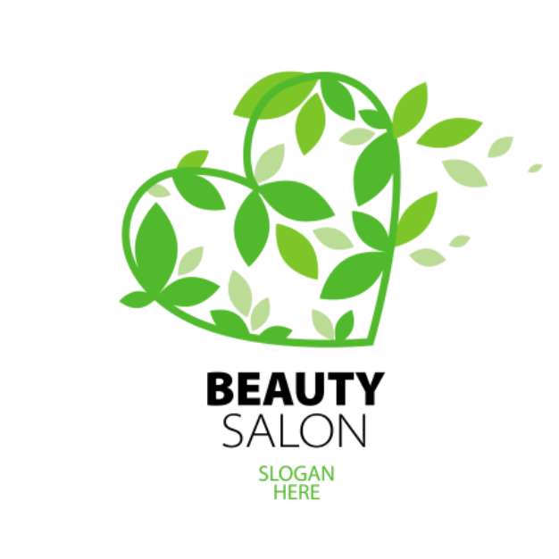 logo heart of green leaves to the beauty salon