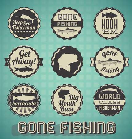 Vector Set: Vintage Gone Fishing Labels