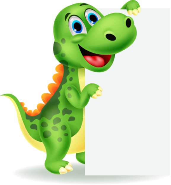 Cute dinosaur with blank sign
