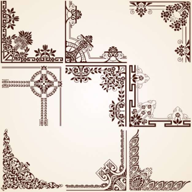 Decorative Corners , vector set calligraphic detailed