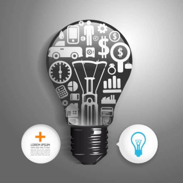 Elements are small icons Finance make  light bulb think concept