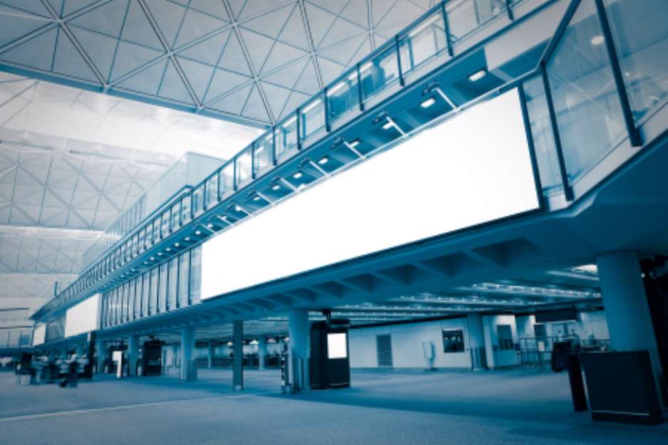 big Blank Billboard in airport