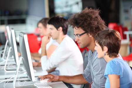 Young adults in business training
