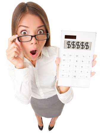 Business woman accountant shocked