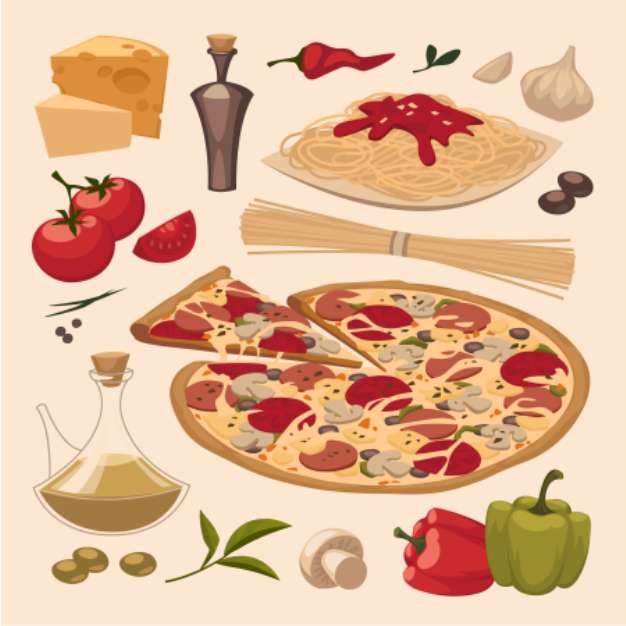 Italian food. Objects set