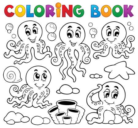 Coloring book octopus theme 1