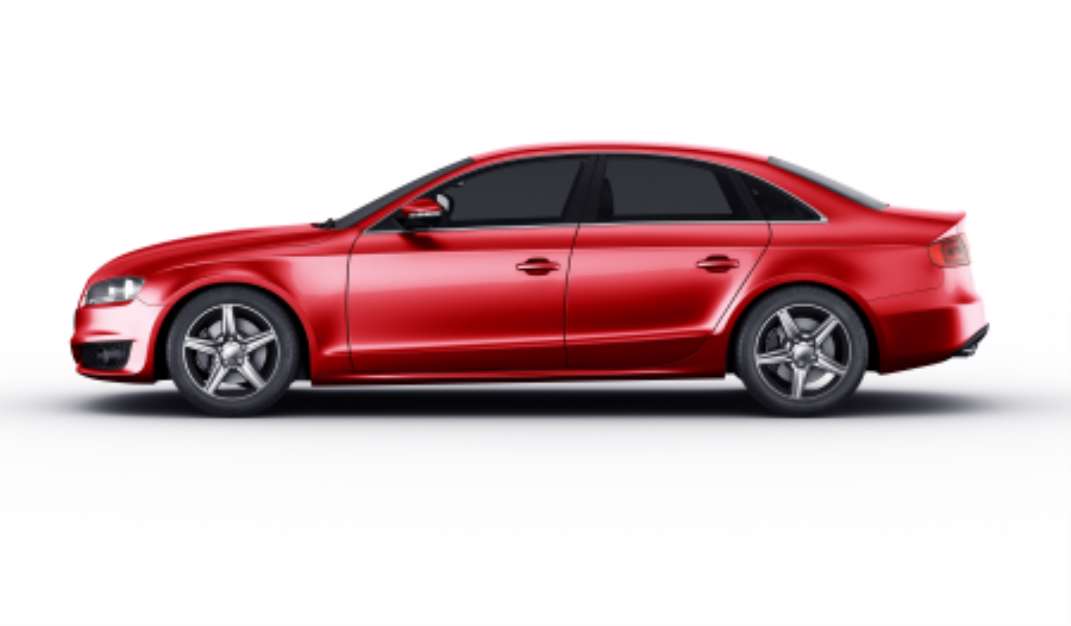 Red car in a studio