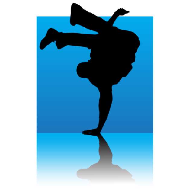 break dancer blue square