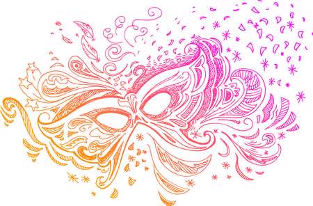 Elegant sketched illustration with carnival mask