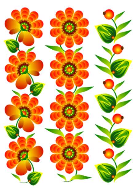 flowers and decorative elements collection folk red white backgr