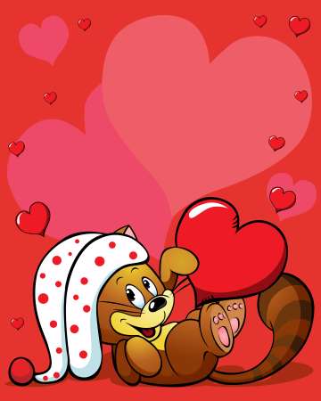 valentines background with cute cat