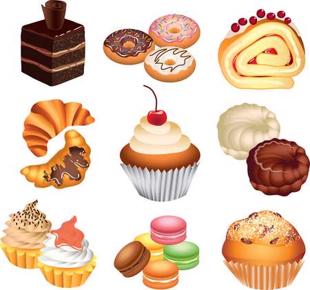 cakes photo-realistic vector set