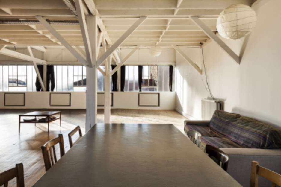 interior old loft, beams and wooden floor