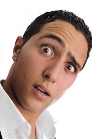 Closeup portrait of a man making facial expression