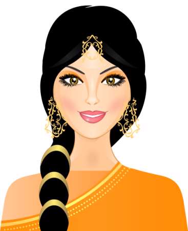 Vector illustration of eastern girl in orange