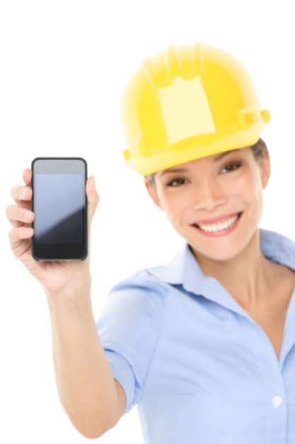 Engineer or architect woman showing smart phone