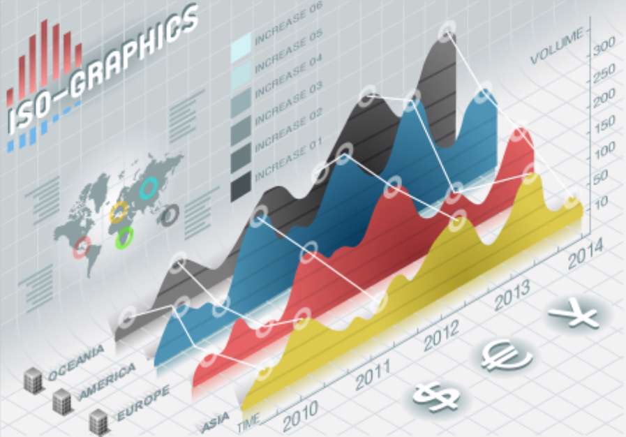 infographic  histogram set elements in various colors