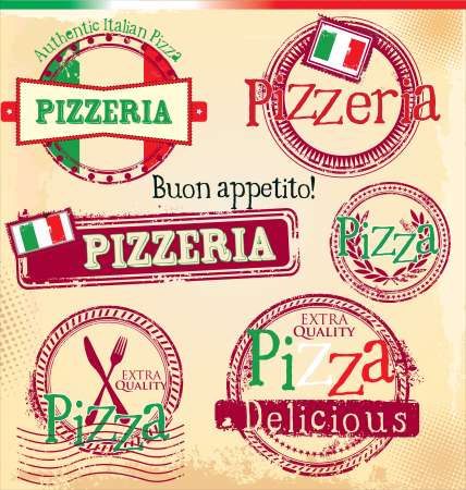 Set of vintage styled pizza labels