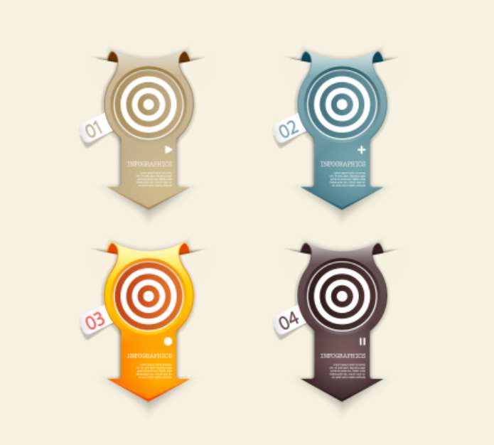 Four colored paper arrows with place for your own text.