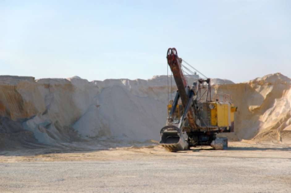 Dredge in sandy open-cast mine