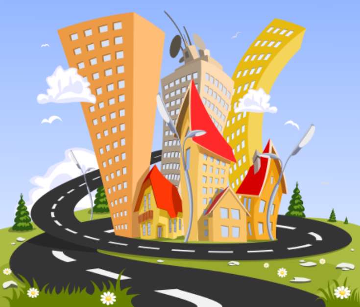 Abstract vector city - summer
