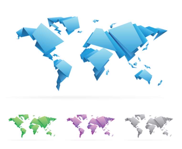 Origami-style vector World Map