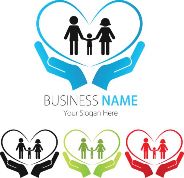 Company (Business) Logo Design, Vector, Heart, Peoples, Family