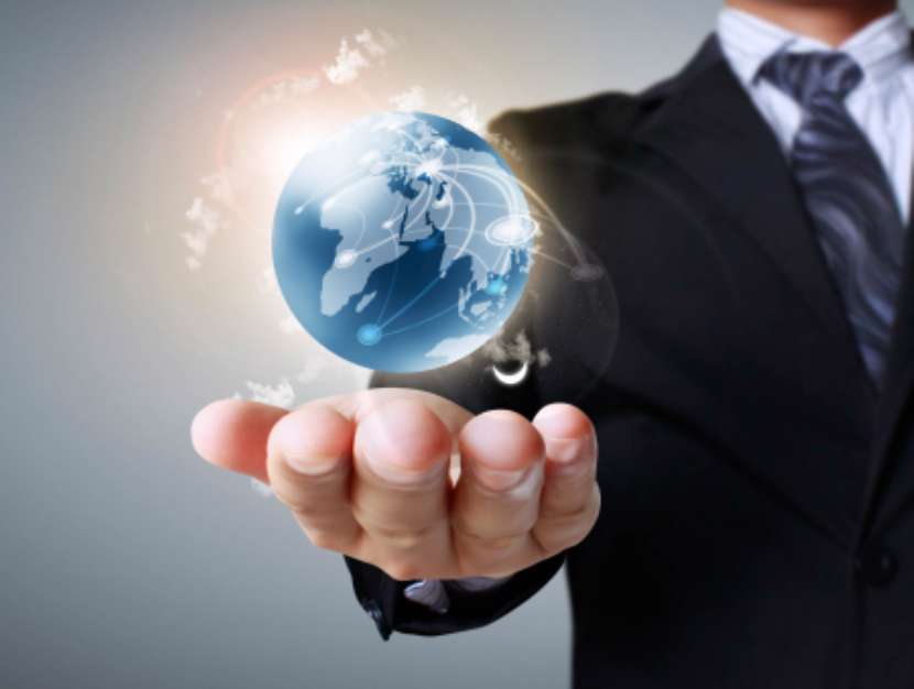 Globe in his hands