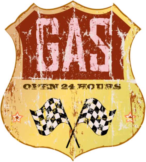 Vintage gas station sign, vector illustration