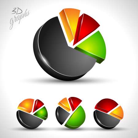 3d pie diagram for infographic or percentage data