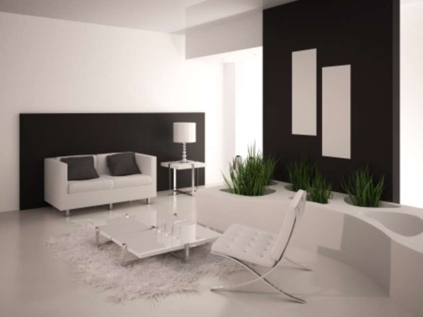 Modern Black &amp; White Luxury Living Room Interior