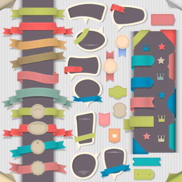 Big set retro design elements and speech bubbles