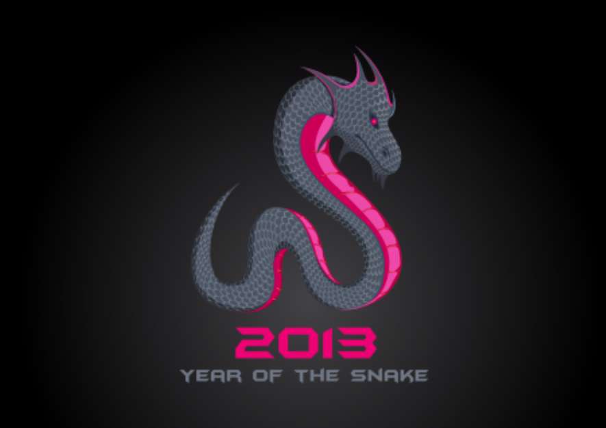 2013 Dark Snake. Happy New Year card template. Vector. Editable.