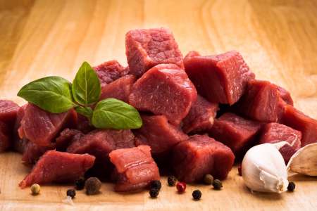 Raw beef and vegetables