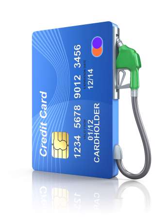 Credit card with gas nozzle