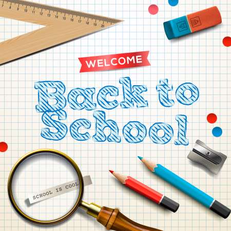 Welcome back to school, vector Eps10 illustration.