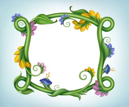 spring floral banner frame with leaves and flowers