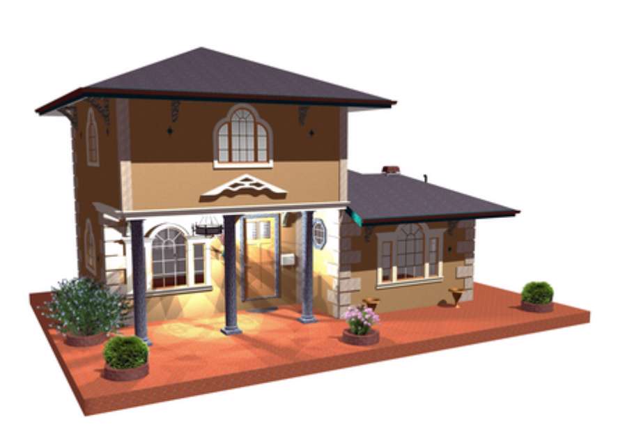 Casa con Colonne-House with Columns-3D