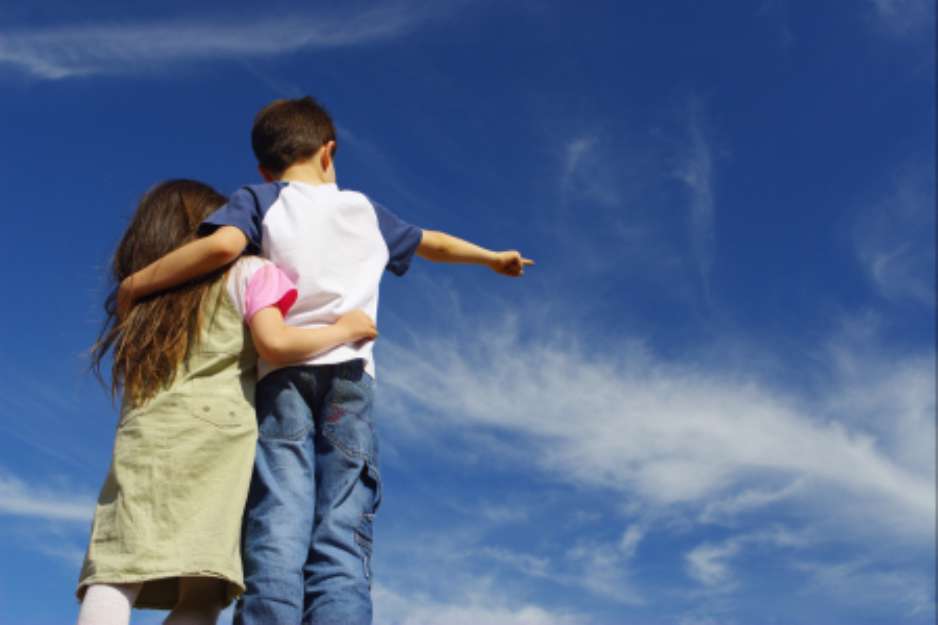 children on sky