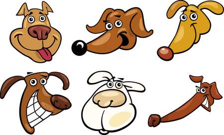 Cartoon funny dogs heads set