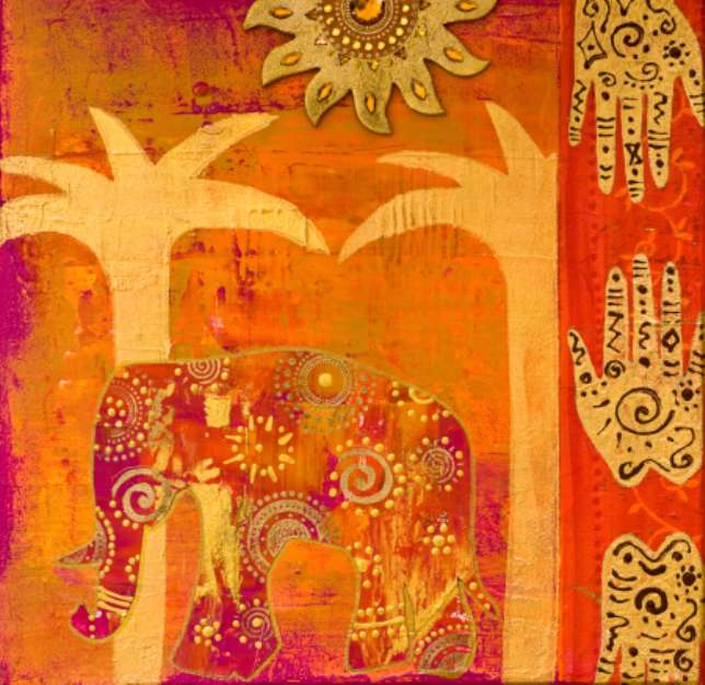 Collage mit Elefant