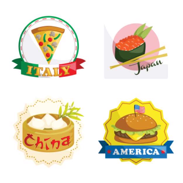 International gourmet food icons